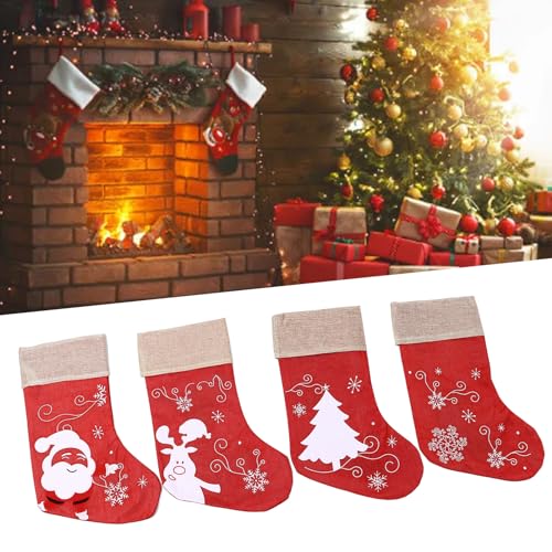 Chaussette de Noël anti chute avec corde robuste grand format tissu