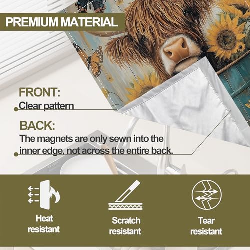 Image of Highland Cow Magnetic Dishwasher Cover,Sunflower Butterfly Dishwasher Covers for The Front Magnetic Dishwasher Panel Decal Cover for Kitchen 23x26inch