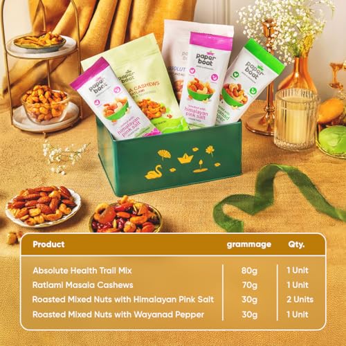 Image of Paper Boat Diwali Dry Fruits Gift Box, 240g - Diwali Gift Hamper | Festive Dry Fruit Gift | Assorted Mixed Nuts, Dry Fruits & Trail Mix | Cashew, Almonds, Berries and Mixed Nuts