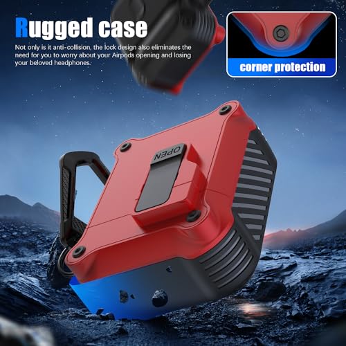 Image of RFUNGUANGO AirPods 2 Case with Lock Magnetic Lid, Red