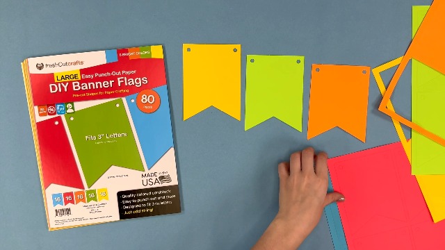 FreshCut Crafts | 160 Pcs Paper DIY Banner Flags HAPPY Pennant Banners, SMALL (2.5 X 3.5 In), US Made Card Stock Punch Out Blank Pennants For Party Decorations, Kids Birthdays, Classroom, Celebration