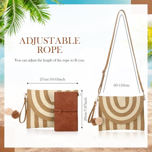 Image of Frienda Straw Purses for Women Straw Clutch Crossbody Bag Summer Beach Shoulder Bag Woven Envelope Wallet Handbags
