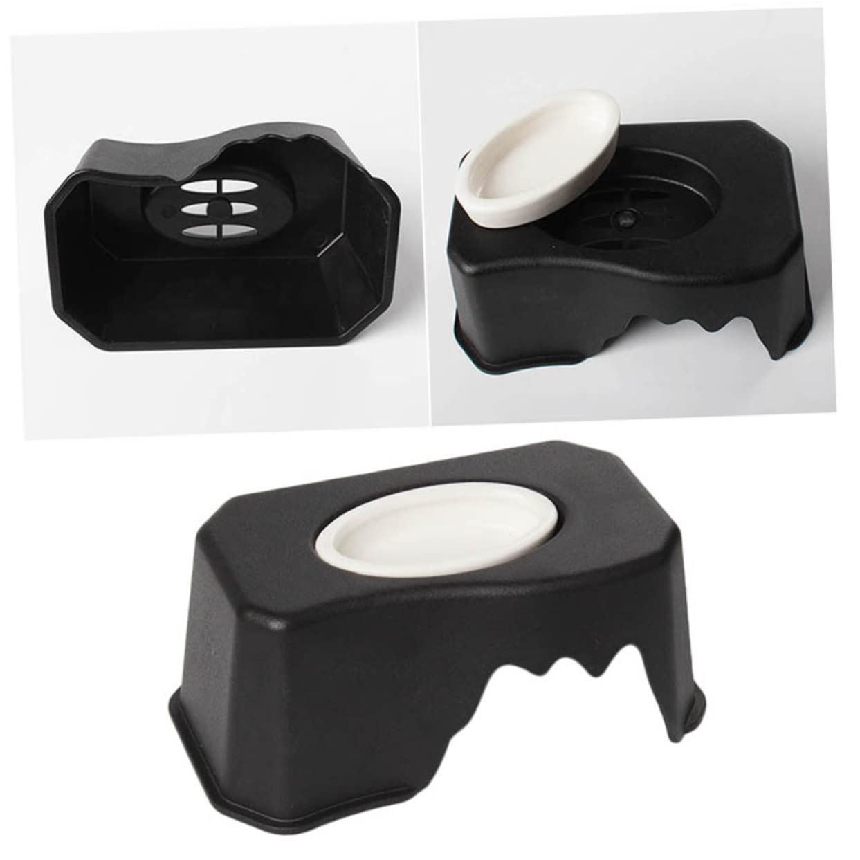 KESYOO Dual Use Reptile Food and Water Bowl Durable Feeding Dish with Hide Box for Snakes Turtles and Lizards Easy to Clean Pet Supplies Black