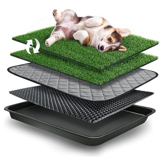 GoldOuya 23 * 19in Pet Potty Grass Mat with Tray, Complete Potty System for Indoor/Outdoor Puppy Training, Reusable Pet Litter Box Training Pads is Easy to Clean Good and Use