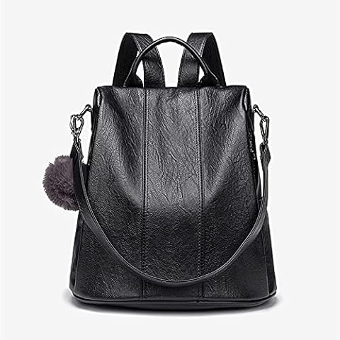 XJPB Backpack Purse for Women Fashion Leather Designer Travel Ladies Shoulder Bags Lychee Texture Messenger Bag,Black Cover