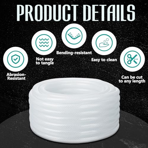 Image of 1 inch ID x 1-19 /64 inch Od x 25 ft Braided PVC Tubing Reinforced Clear Vinyl Hose, Heavy Duty Flexible High Pressure PVC Braided Hose for Water Home Garden Aquarium Washing