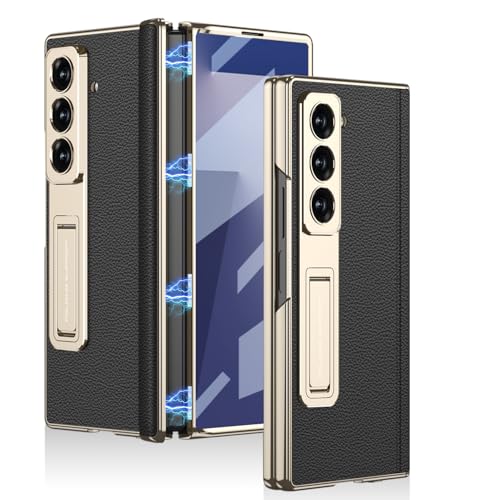 Coque magnétique Z Fold 7 anti-chute avec support de visionnage et rabat en cuir