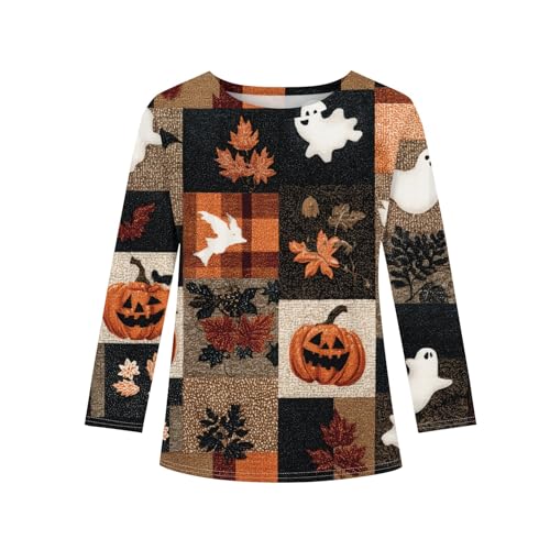Halloween Shirt Kids Pumpkin Long Sleeve Spooky Season Cute Shirts Fashion Ghost Witches Crew Neck Tops Funny Outfits3
