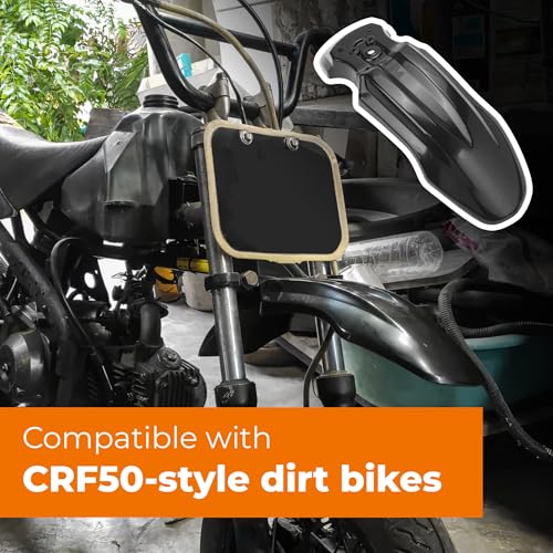Image of Plastic Motorcycle Front Wheel Mudguard Fender Protector Compatible for CRF50 Style 100-125CC Pit Trail Dirt Bike (1 Pack, Black)