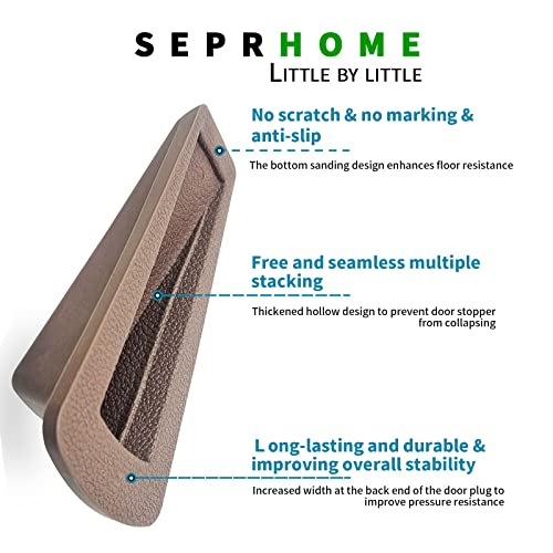 Seprhome Rubber Door Stopper For Bottom, 6 Packs Large Door Stop Wedge Strong And Stackable, High 1.3 Inches Premium Heavy Duty Floor Doorstops For Carpet/Tile/Concrete/Wood (Brown) #TOP3