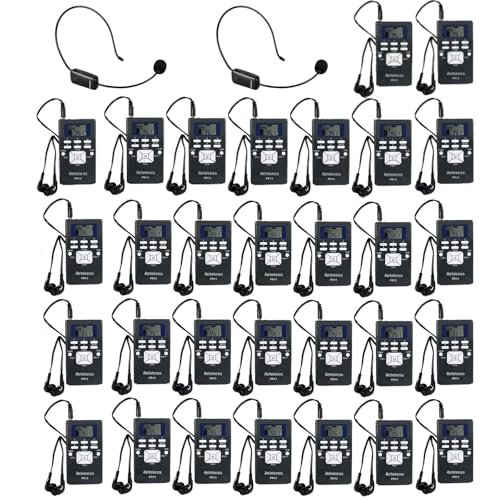 Retekess TR503 Kit de Auriculares para Guía Turística con Receptor de Radio FM PR13, 2 x Pilas AAA, Receptor FM Portátil, Equipo de Traducción para Iglesia y Reuniones (2 Transmisores 30 Receptores) miniatura 1