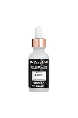 Revolution Skincare Suero refinador de poros y manchas de niacinamida al 15%, manchas y poros grandes, vegano y libre de crueldad, 1.0fl oz