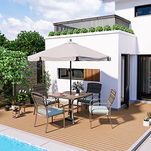 Pamapic 5 Piece Patio Dining Set, Green, Weather Resistant PE Rattan Table and Chairs, Comfortable Cushions, Easy Maintenance - Image 4