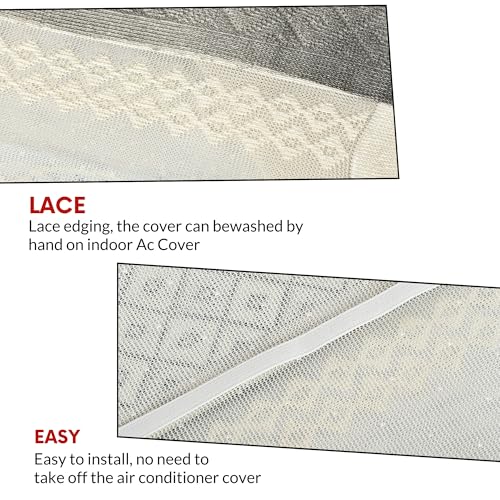 Image of Cotton Net Split AC Cover Indoor Unit for 2 Ton Capacity AC, Premium Work Indoor AC Dust Protection Cover Designer Summer Ac Cover for 2 Ton Ac (38 X 15.35 X 7.8 inch, Grey)
