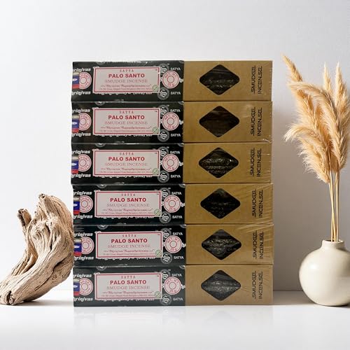 Image of Satya Smudge Incense Stick - Hand-Rolled Indian Masala Incense for Meditation, Yoga & Spiritual Cleansing Pack of 6 (Palo Santo)