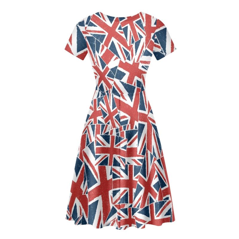 Image of Irisjudy T Shirt Dress for Women Short Sleeve Girls Short Sleeve Dress Plus Size, O Neck Knee Length Midi Dress for Ladies