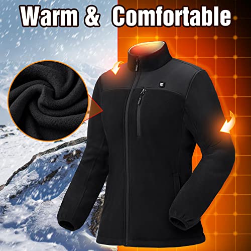 TIDEWE Women’s Heated Jacket Fleece with Battery Pack, Rechargeable Coat for Hunting (Black, Camo, Size S-XXL)4