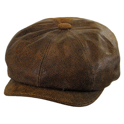Jaxon Leather Newsboy Cap (XL) Brown