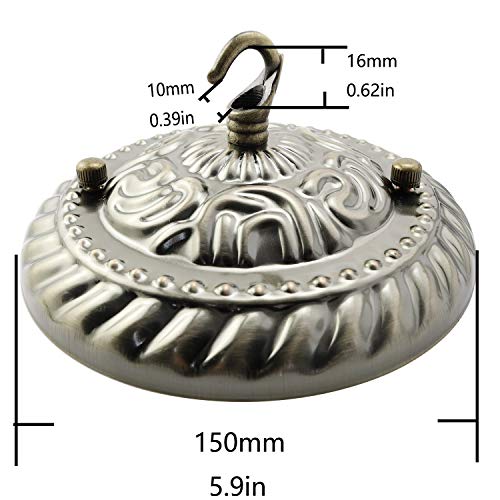 Image of ZYAMY Ceiling Light Plate Lamp Base with Opening Hook and Embossed Pattern Pendant Lighting Accessories with Matching Screw for Pendant Light or Chandelier, Ancient Bronze