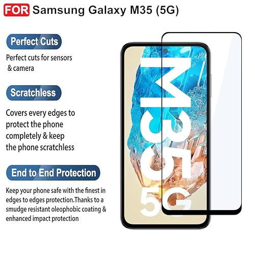 Image of CEDO Tempered Glass for Samsung Galaxy M35 (5G) | Screen Protector Full HD Quality Tempered Glass Anti-Scratch Edge to Edge Coverage with Easy Installation Kit (Black)