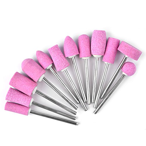 MIOBLET 12Pcs Ceramic Nail Drill Bits Electric Manicure Head Replacement Device For Manicure Pedicure Polishing Mill Cutter Nail Files