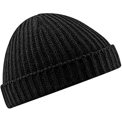 SMG Unisex Retro Ribbed Fisherman Trawler Winter Beanie Hat (Black) Cover