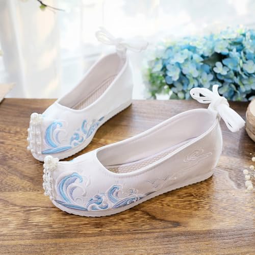 Women Chinese Style Shoes Silk Flats Vintage Pearl Mary Jane4