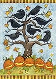 Toland Home Garden Crows n Jacks 28 x 40 Inch Decorative Fall Autumn Halloween Pumpkin Bird House Flag