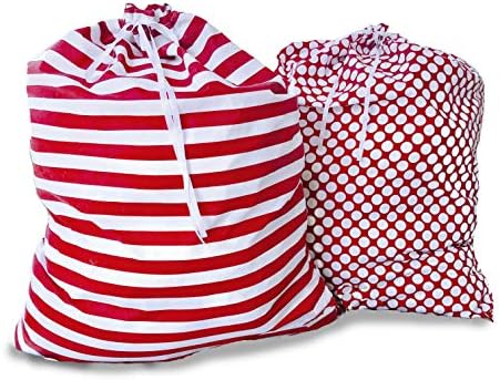 Appleby Lane Reusable Fabric Gift Bags (XXL Santa Set, Red) Set of 2 bags, 40x32 inch image 3