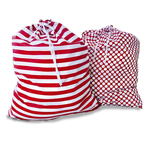 Appleby Lane Reusable Fabric Gift Bags (XXL Santa Set, Red) Set of 2 bags, 40x32 inch