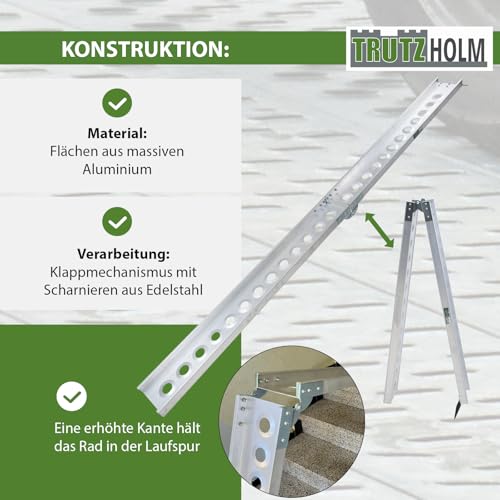 TRUTZHOLM Auffahrschiene klappbar 240 cm Tragkraft 50 kg Alu grau gelocht Fahrradrampe Rampe