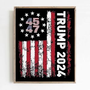 KAIMKEART TRUMP 2024 Campaign 45 47 Wall Art Print, MAGA Supporters Vintage Poster, Decor for Home Office Club Rally Gathering-Unframed 8×10