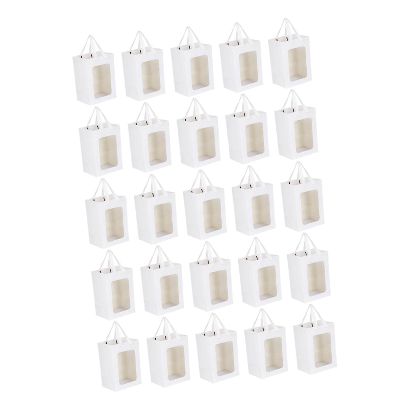 Bolsas de Obsequio de Papel Ventana Transparente y Asas, 25 Piezas