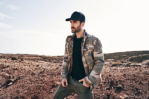 Image of Men's Stylish Weatherproof Active Everyday Outdoor Field Jacket with Stand-up Collar & Concealed Hood