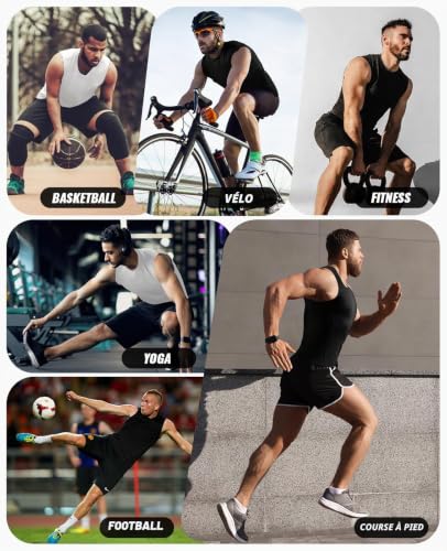 Niksa Pack de 2 T-shirts de compression pour homme, débardeur sans manches pour homme, sport, Dry Fit, course à pied, sous-vêtements de sport fonctionnels, L – vue 7
