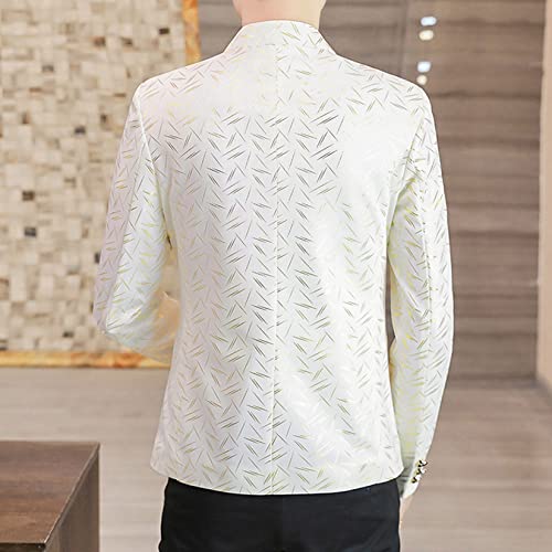 Dawwoti Blazer masculino simples trespassado slim fit terno jaqueta 3 botões gola alta chique casaco