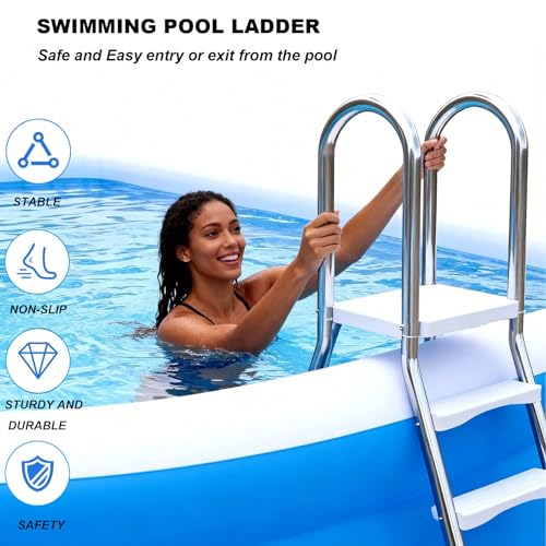 Escalera para piscina arriba del suelo 85 cm acero inox miniatura 4
