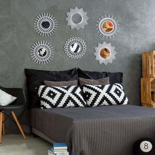 Namalu 6 Pcs Sunburst Mirror for Wall Decor, Small Circle Sun Espejos Decorative Mirror Hanging for Art Entryway Home Decor Bathroom Bedroom Living Room(Classic,Silver) - Cosy Home Interiors Namalu 6 Pcs Sunburst Mirror for Wall Decor, Small Circle Sun Espejos Decorative Mirror Hanging for Art Entryway Home Decor Bathroom Bedroom Living Room(Classic,Silver) - Image 4