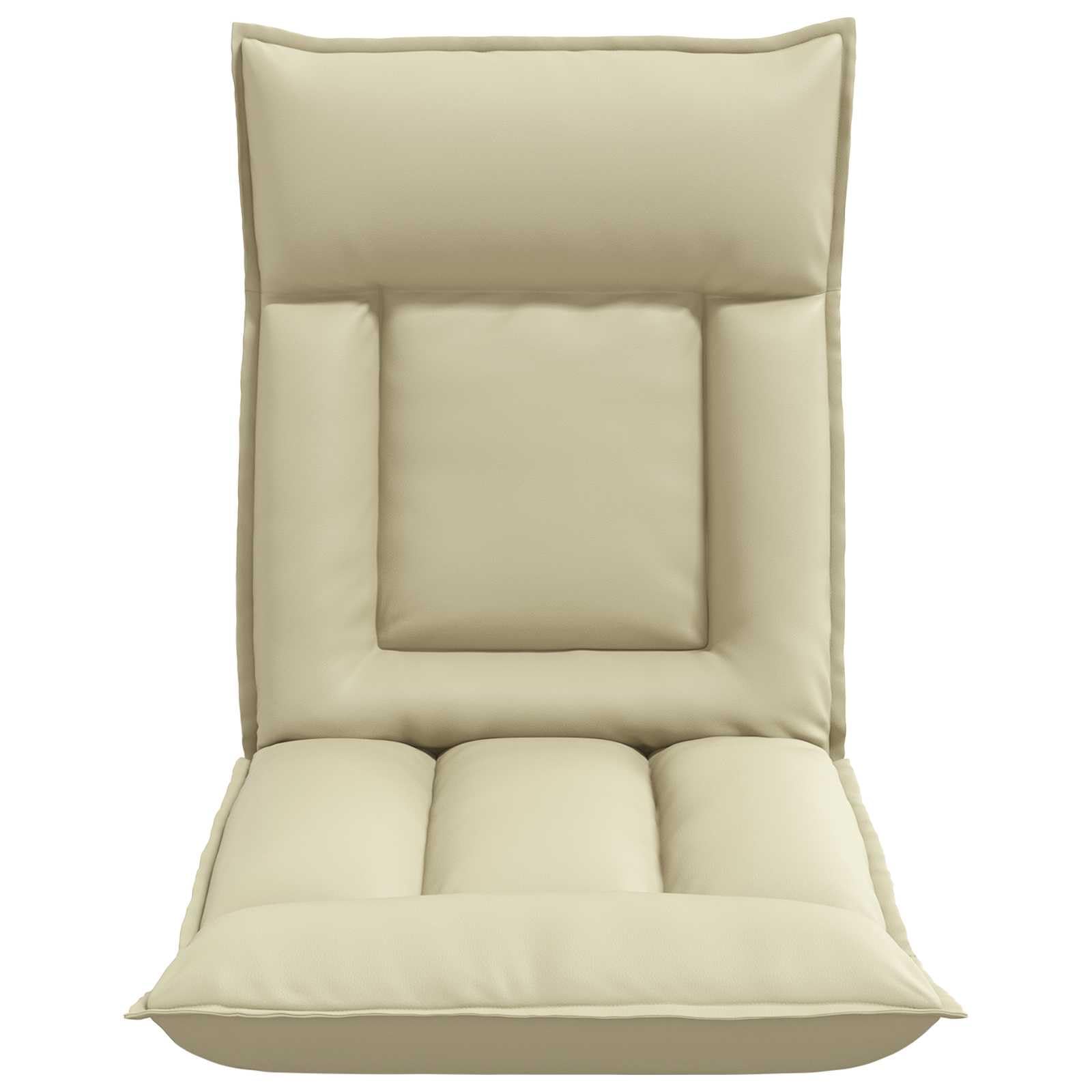 vidaXL Fauteuil de Sol Ajustable Crème Simili Cuir, Fauteuil rectangulaire Moderne, Assise Ajustable, Dossier Multi-Positions, Simili Cuir, Cadre métal, Relaxant