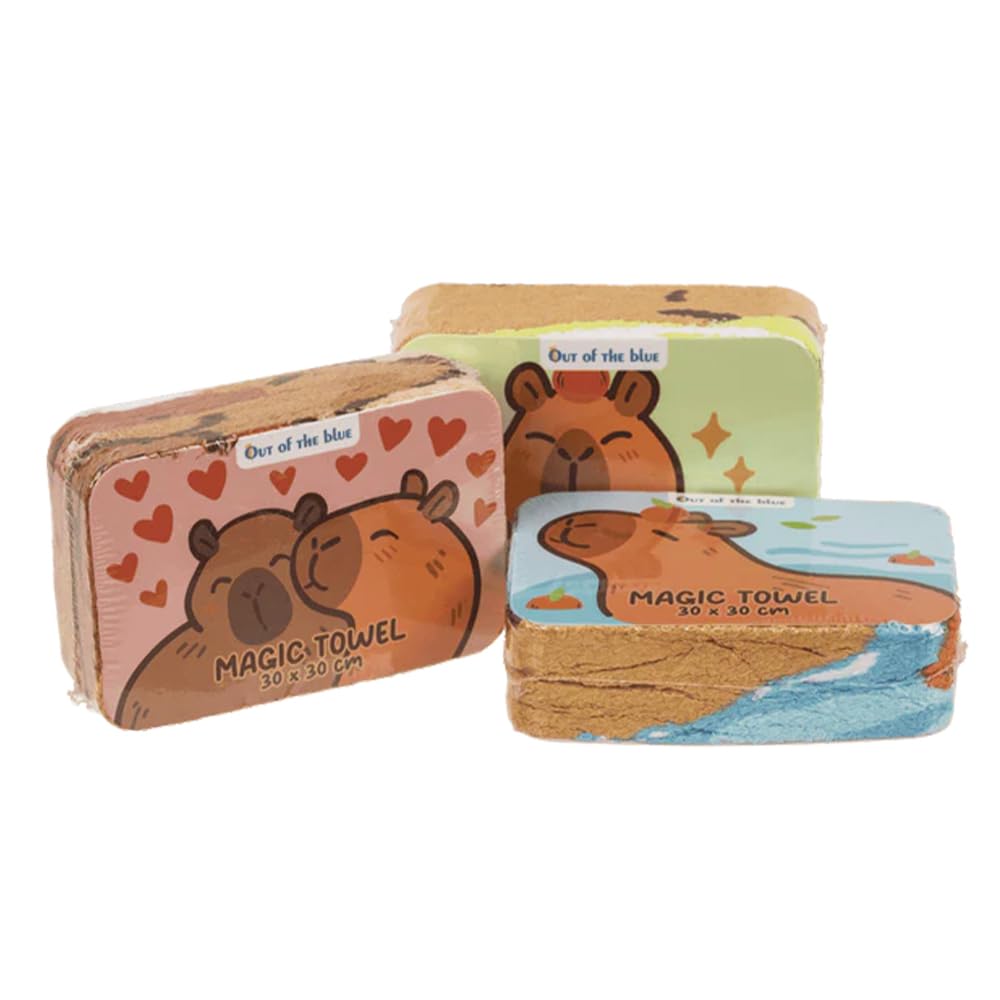 That's Crackers Multi Cute Capybara Magic Expanding Flannel | Mini Towel | Single | Cracker Filler