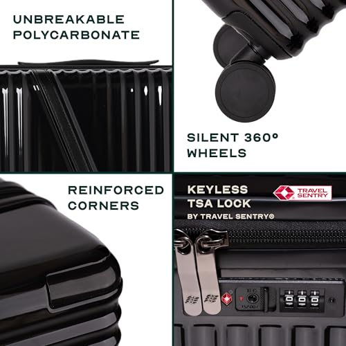 Image of Assembly Trolley Bag Set of 2 (20-24 Inch) Luggage Set with TSA Lock & Packing Organisers Polycarbonate Hard Shell Check in Cabin Set for Couple Travel Black (Small & Medium)