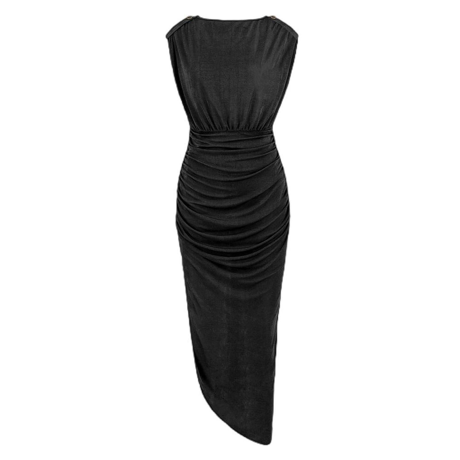 Robe de discothèque plissée d'été confortable en XXL avec fente latérale