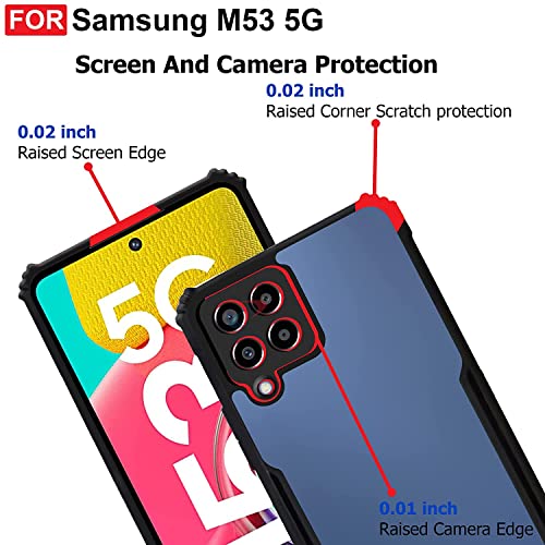 Image of Dashmesh Shopping Shockproof Crystal Clear Back Cover Case for Samsung Galaxy M53 5G | 360 Degree Protection | Protective Design | Transparent Back Cover Case (Black Bumper)