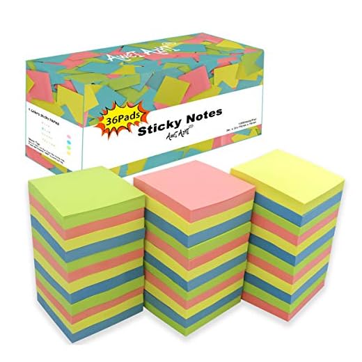Sticky Notes 3x3, Self-Stick Notes, 36 Pads, 100 Sheets/Pad, Assorted Colors Stickies, Easy to Post Notes for Study, Works, Daily Life (36)