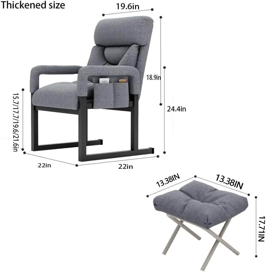 Modern Grey Armchair with Pedal Comfortable Lounge Chair for Elderly Small Computer Home Office Furniture