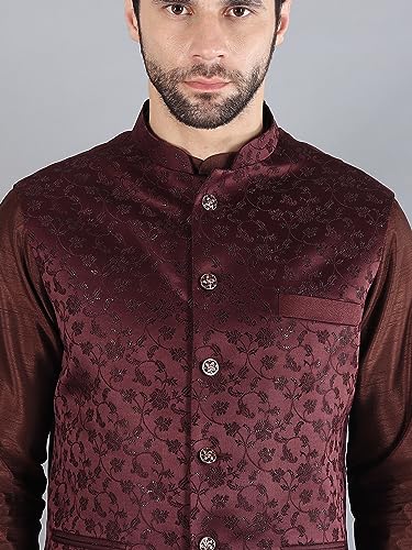 Image of Uri and MacKenzie Men's Silk Blend Kurta Pajama with Designer Ethnic Nehru Jacket /Modi Jacket