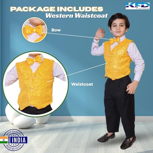 Image of Kaku Fancy Dresses Plain Waistcoat for Kids /Plain Jacket for Kids | Sequin Work Shinning Waist Coat For Annual Day Dance Competition (Only Jacket /Waistcoat - Shirt & Pant Not Included)