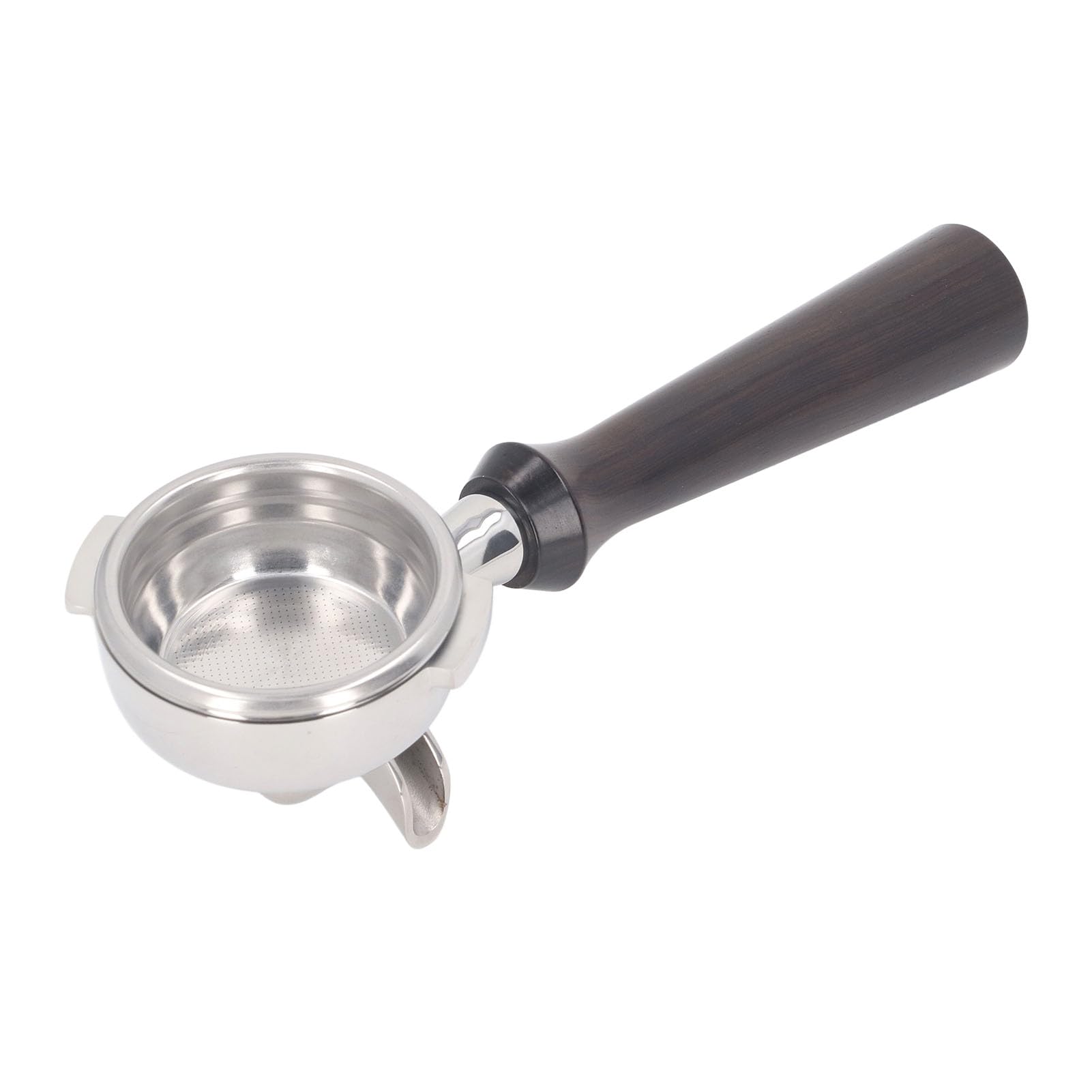 Cestello con Doppio Beccuccio Portafiltro con Beccuccio Doppio da 58 Mm, Portafiltro per caffè Cestello Filtro in Acciaio Inossidabile con 2 Orecchie Manico in Legno Massello per Macchine da