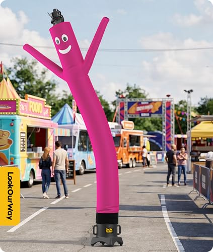 Image of LookOurWay Air Dancers Inflatable Tube Man Attachment - 10 Feet Tall Wacky Waving Inflatable Dancing Tube Guy for Business Promotion - Blower Not Included - Pink