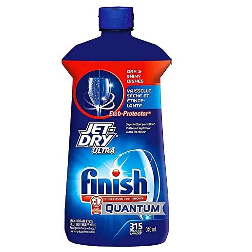 Finish Jet Dry Ultra Rinse Aid | Dishwasher Rinsing and Drying Agent – with Etch Protector – Prevents Spotting and Clouding – Large 32 Ounce Bottle – for 315 Washes